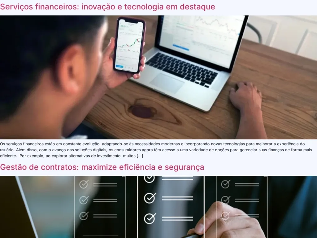 Página inicial do site de Conexão Financeira