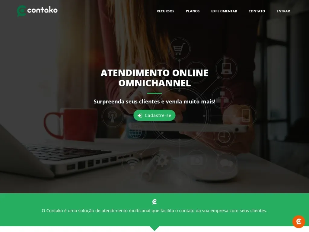 Página inicial do site de Contako