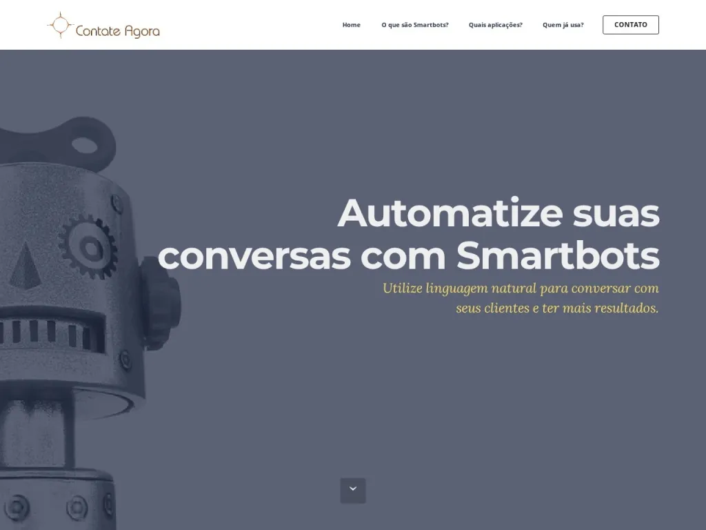Página inicial do site de Contate Agora Inovação e Tecnologia