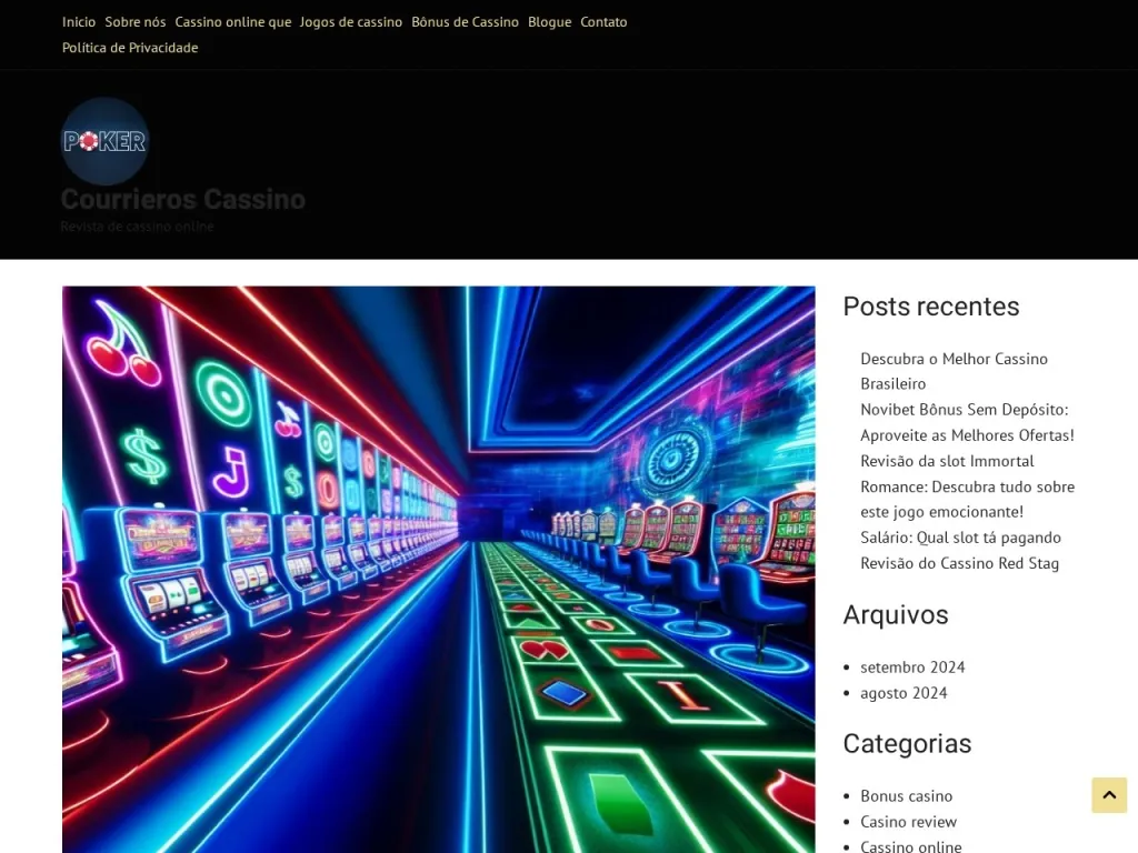 Página inicial do site de Courrieros