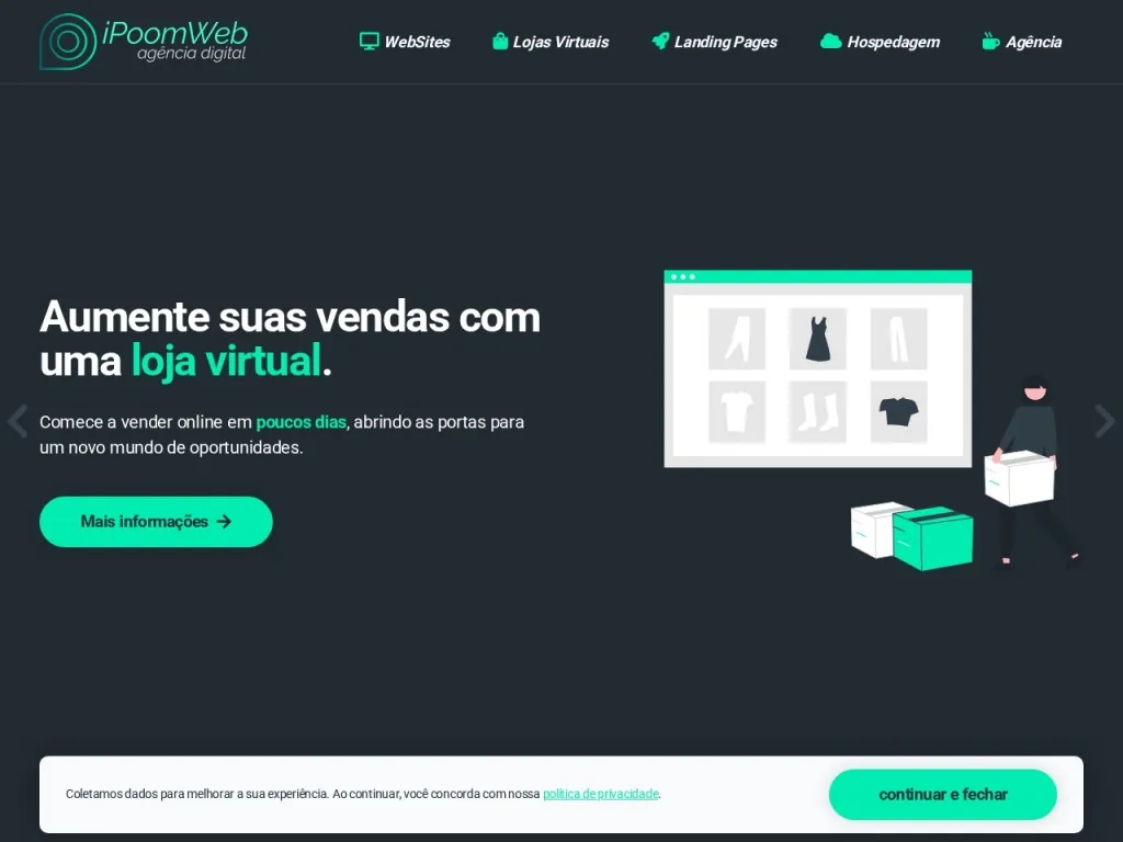Página inicial do site de CRIAR Loja Virtual