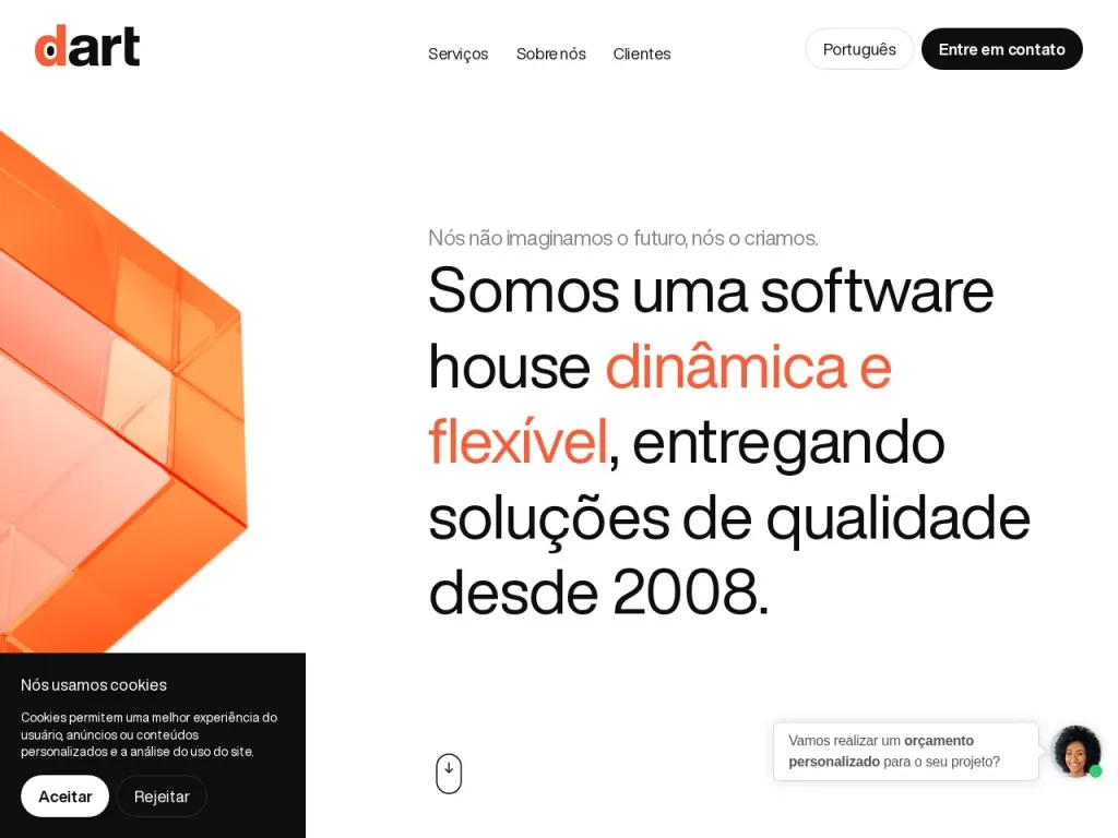 Página inicial do site de Dart Digital