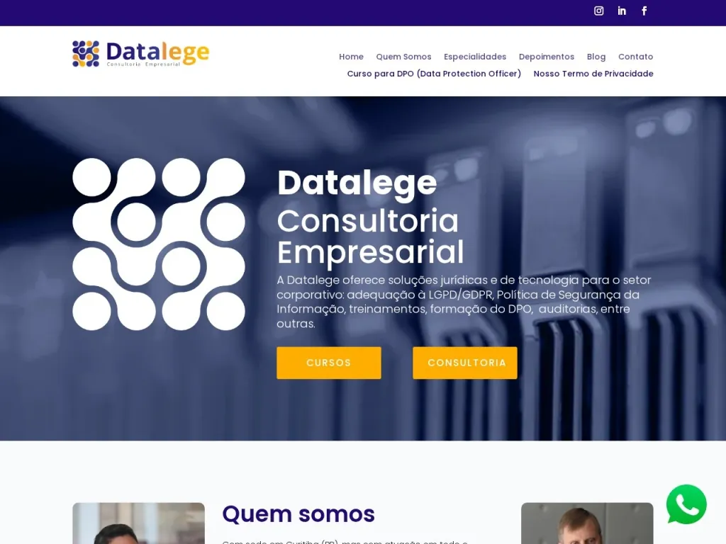Página inicial do site de DATALEGE CONSULTORIA EMPRESARIAL