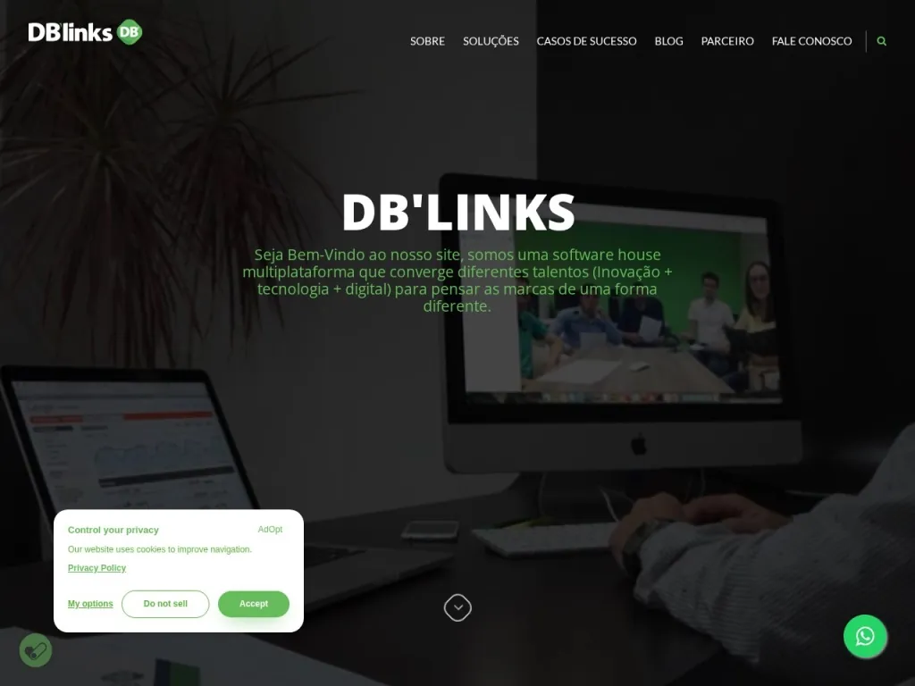 Página inicial do site de DBlinks Agência Digital