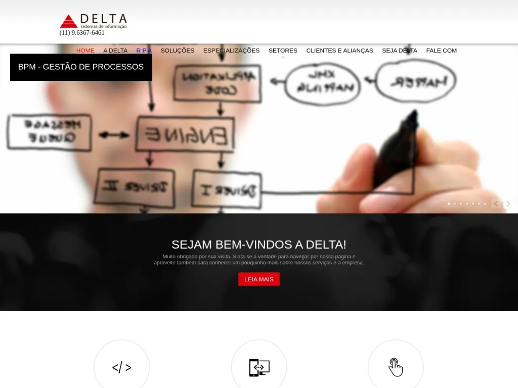 Página inicial do site de DELTASYSTEMS
