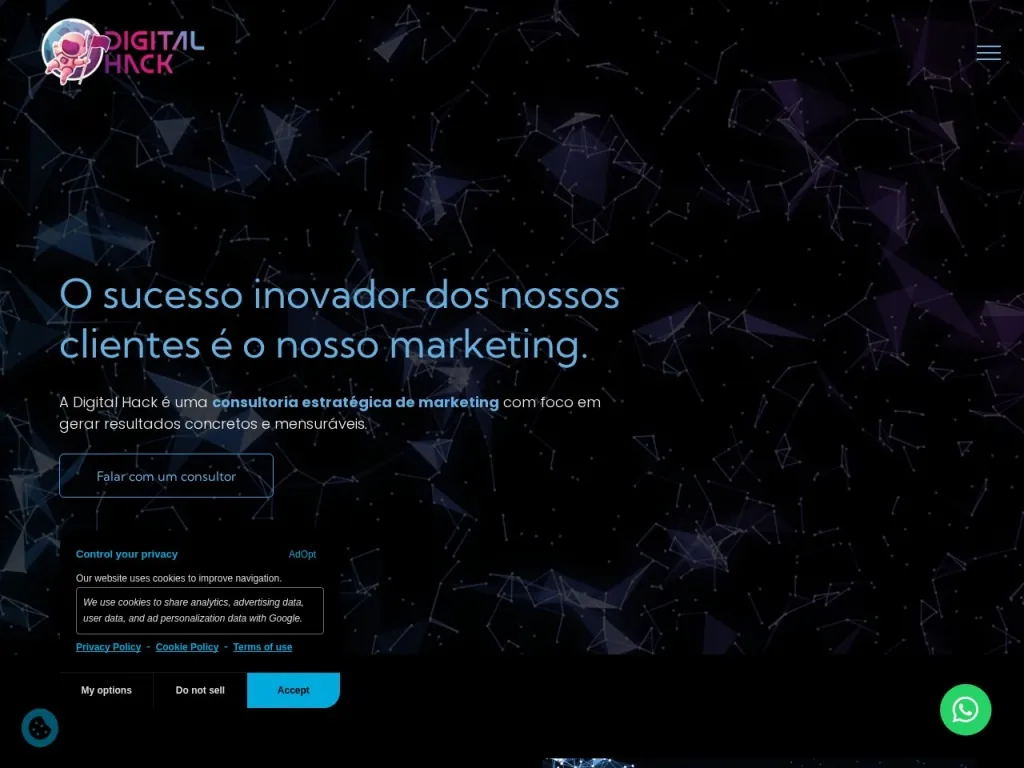 Página inicial do site de Digital Hack