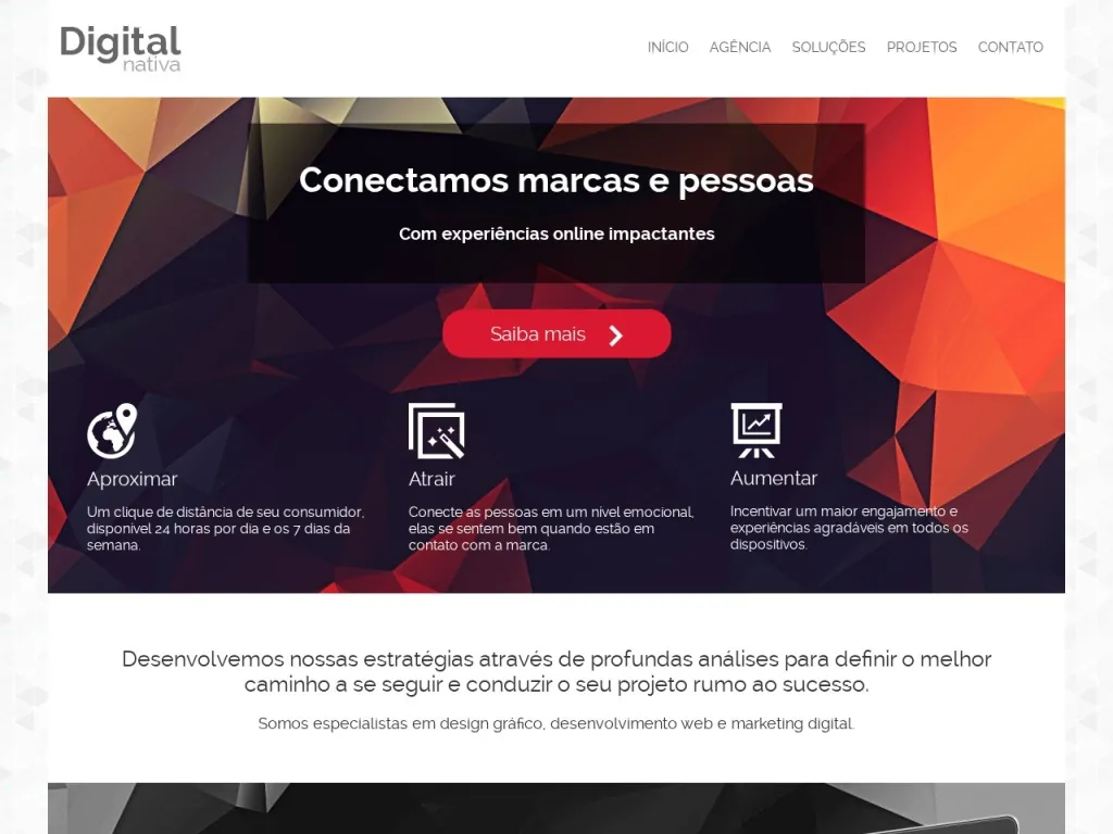 Página inicial do site de Digital Nativa | Agência Digital