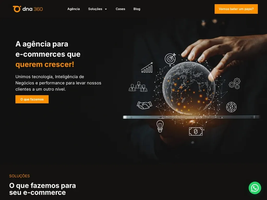 Página inicial do site de DNA Comunicação