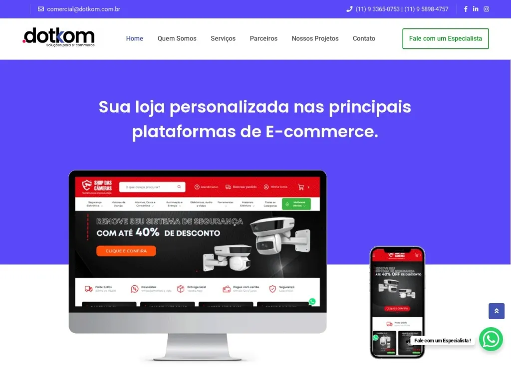 Página inicial do site de DotKom
