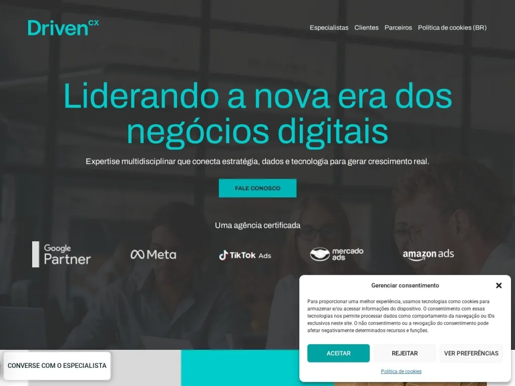 Página inicial do site de Driven.cx