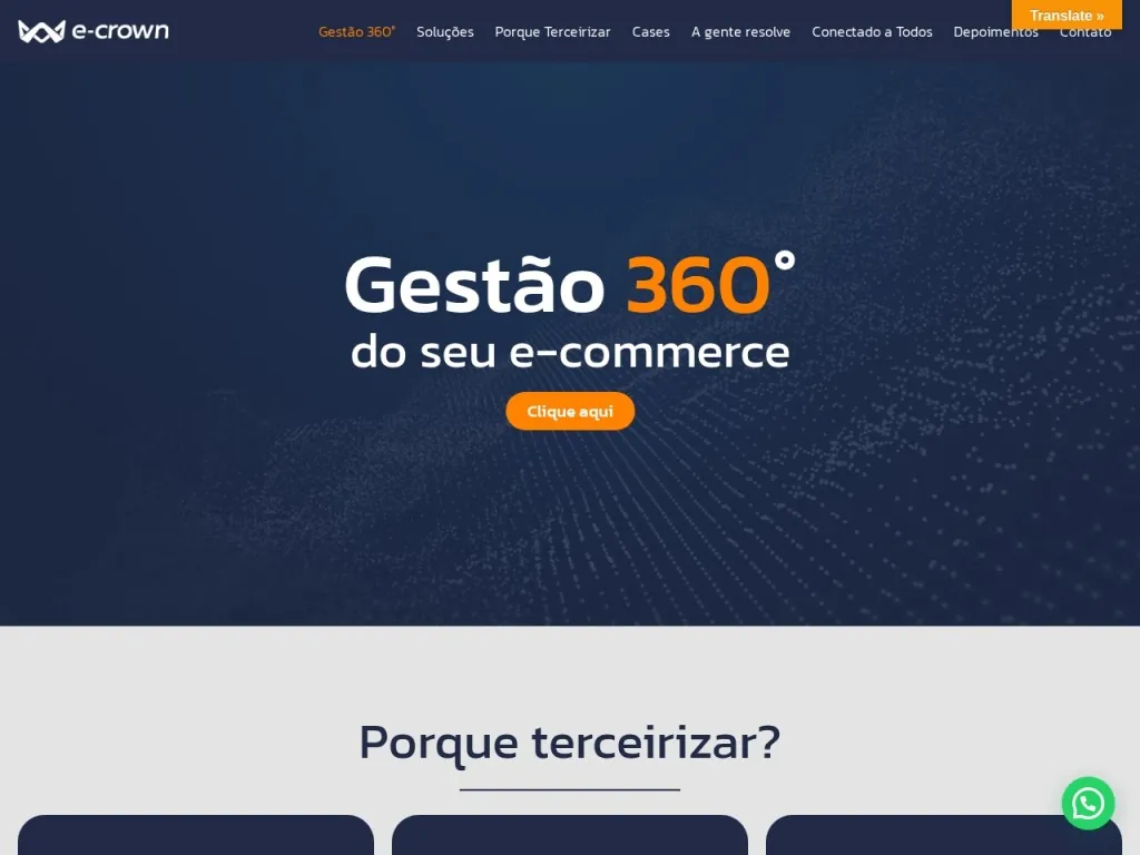 Página inicial do site de E-Crown Group | Full Commerce