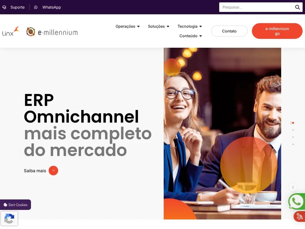 Página inicial do site de e-Millennium