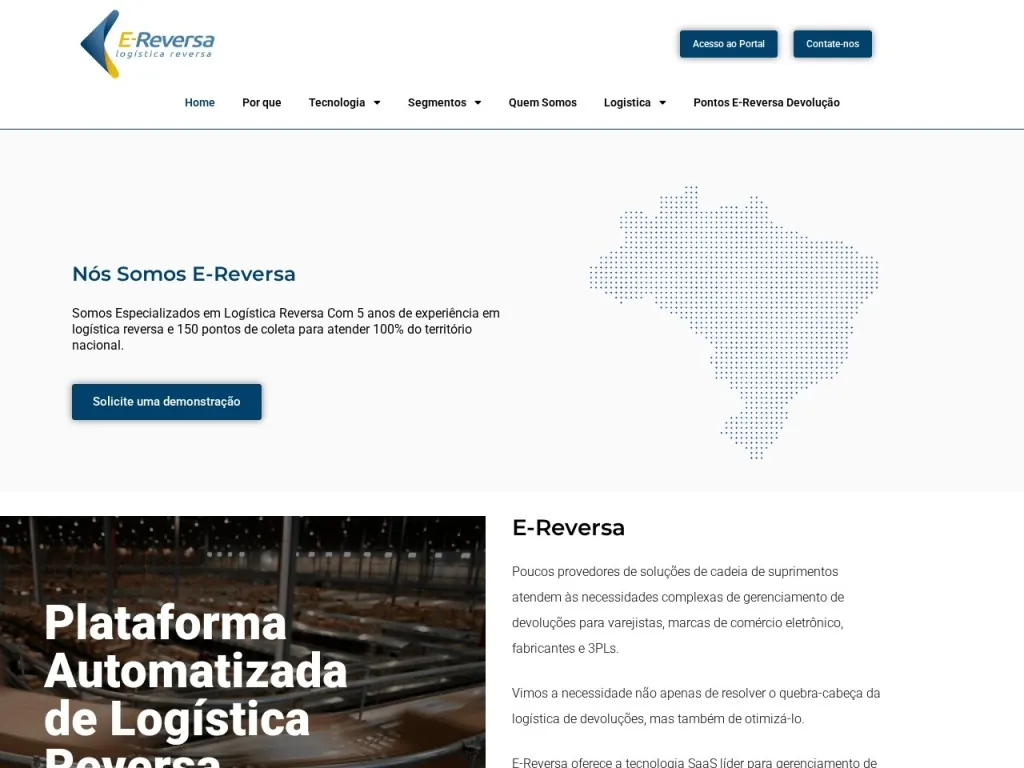 Página inicial do site de E-REVERSA LOGISTICA INTEGRADA LTDA