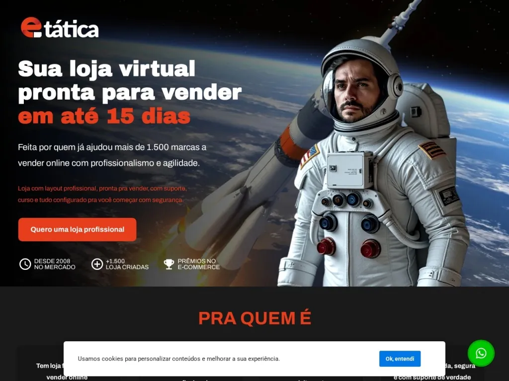 Página inicial do site de e-tática