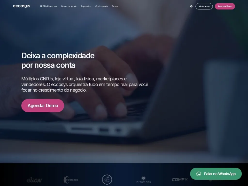 Página inicial do site de Eccosys