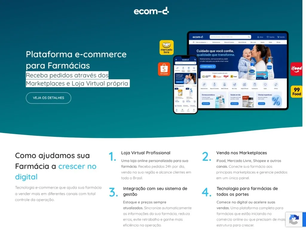 Página inicial do site de ECOM-D