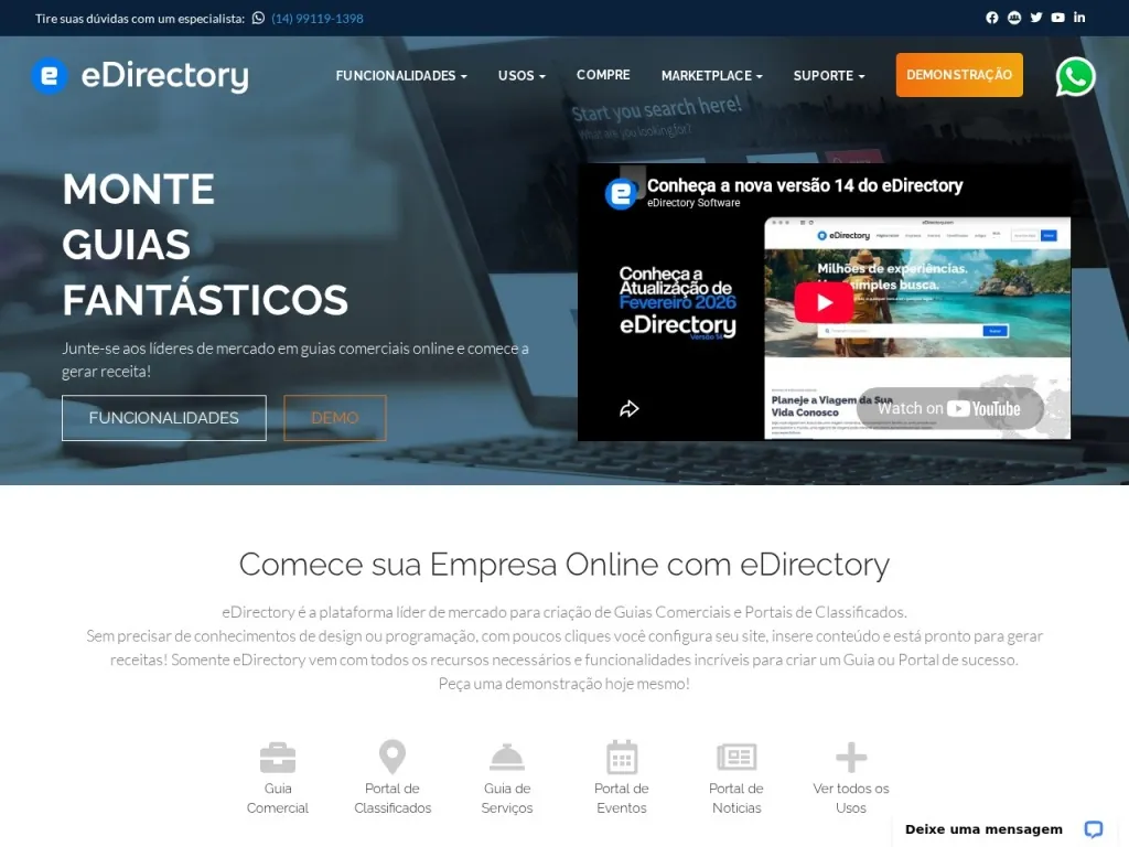 Página inicial do site de eDirectory