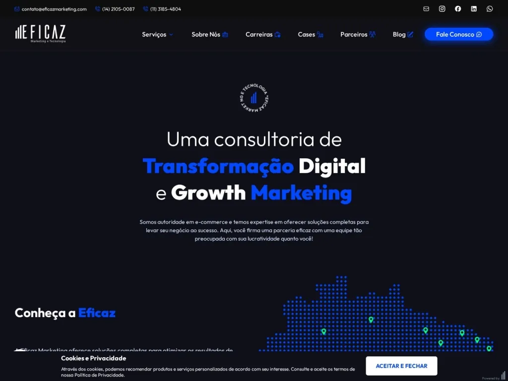 Página inicial do site de Eficaz Marketing