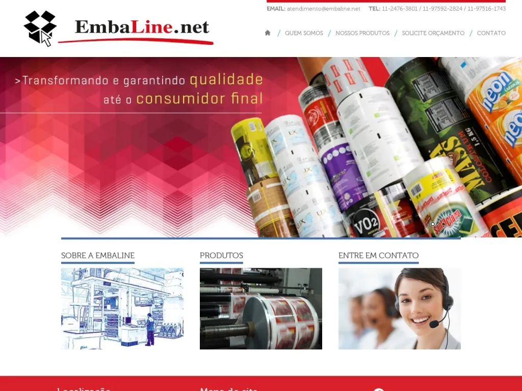 Página inicial do site de Embaline.net