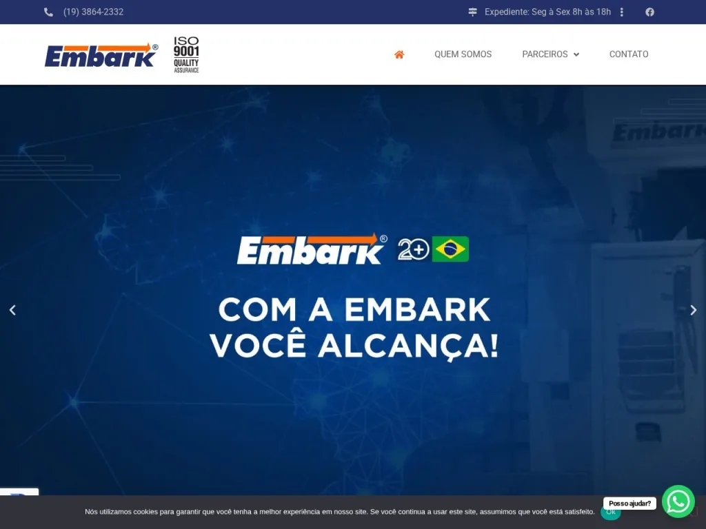 Página inicial do site de Embark Ind. e Com. de Implementos