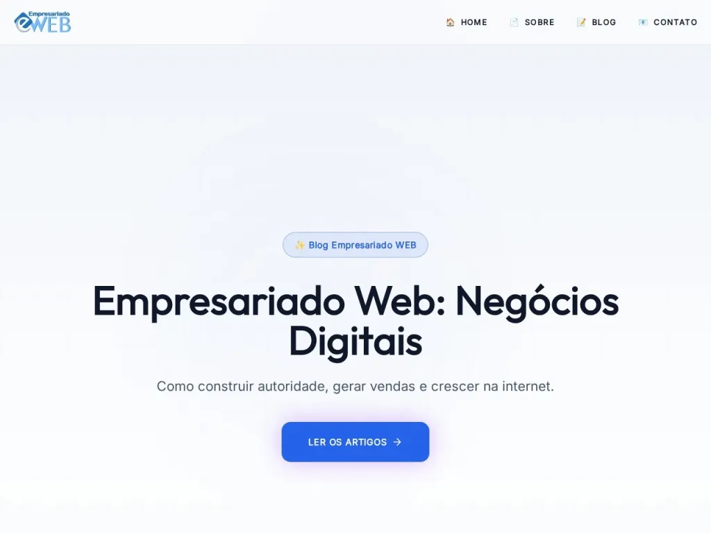 Página inicial do site de Empresariado Web