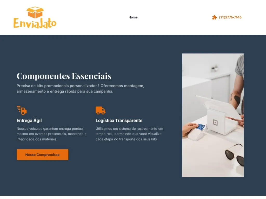 Página inicial do site de Enviajato