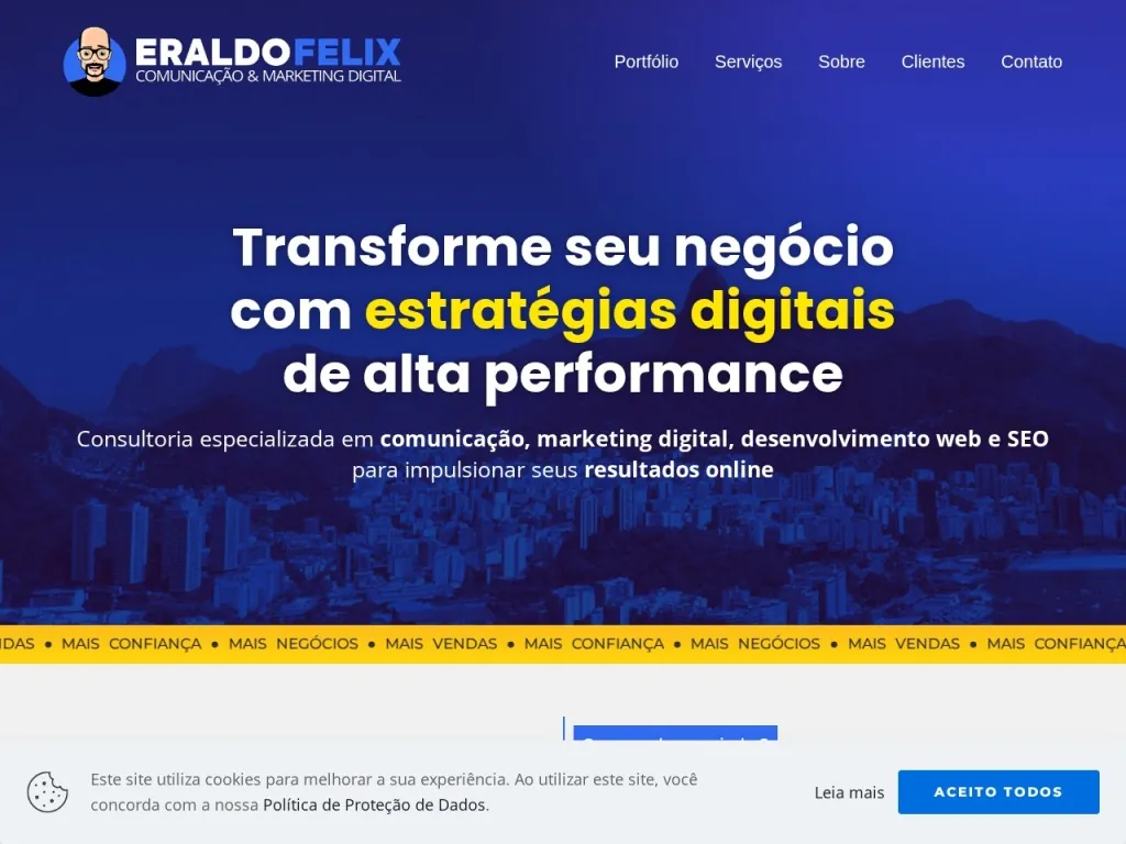 Página inicial do site de Eraldo Félix | Web e Marketing Digital