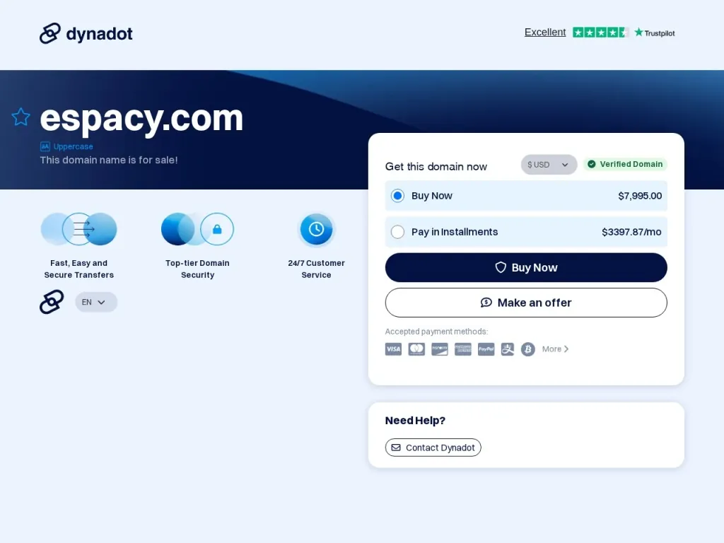 Página inicial do site de Espacy