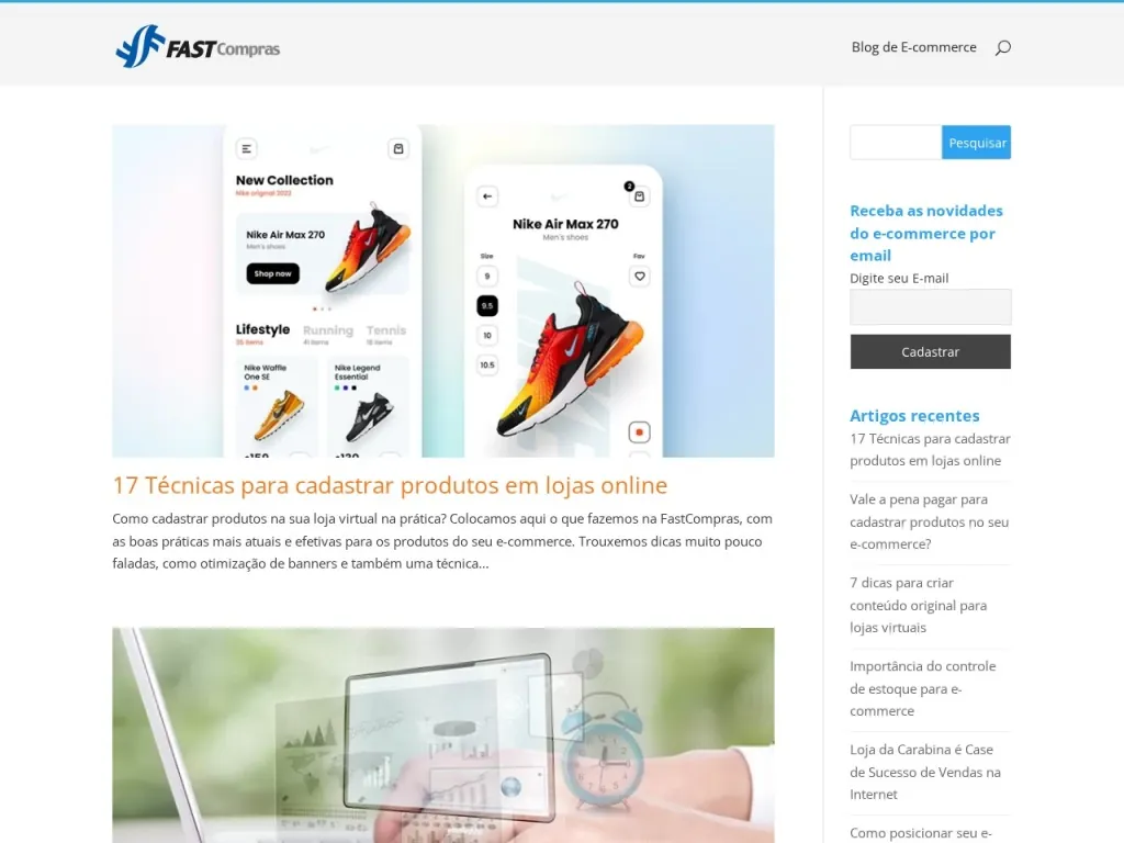 Página inicial do site de FastCompras