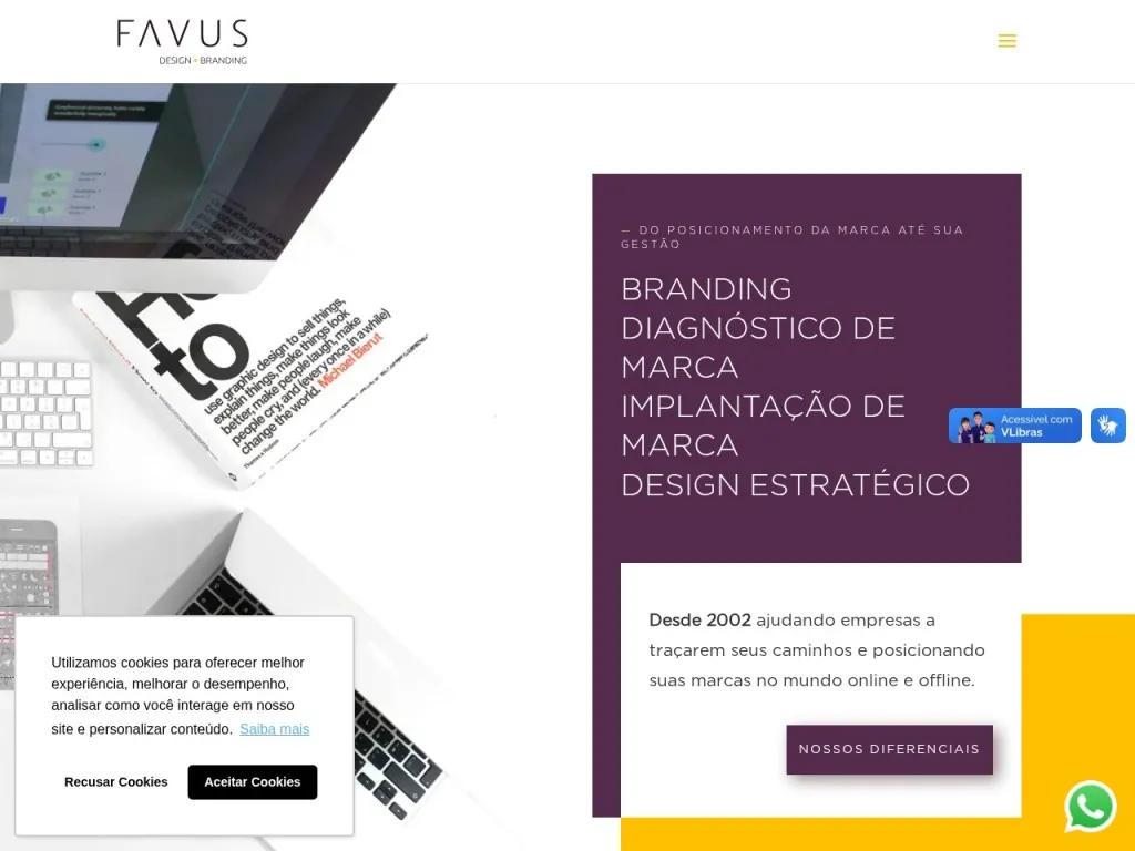Página inicial do site de Favus Design For Business