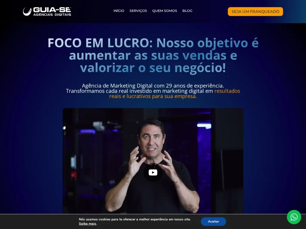 Página inicial do site de Guia-se Negócios pela Internet