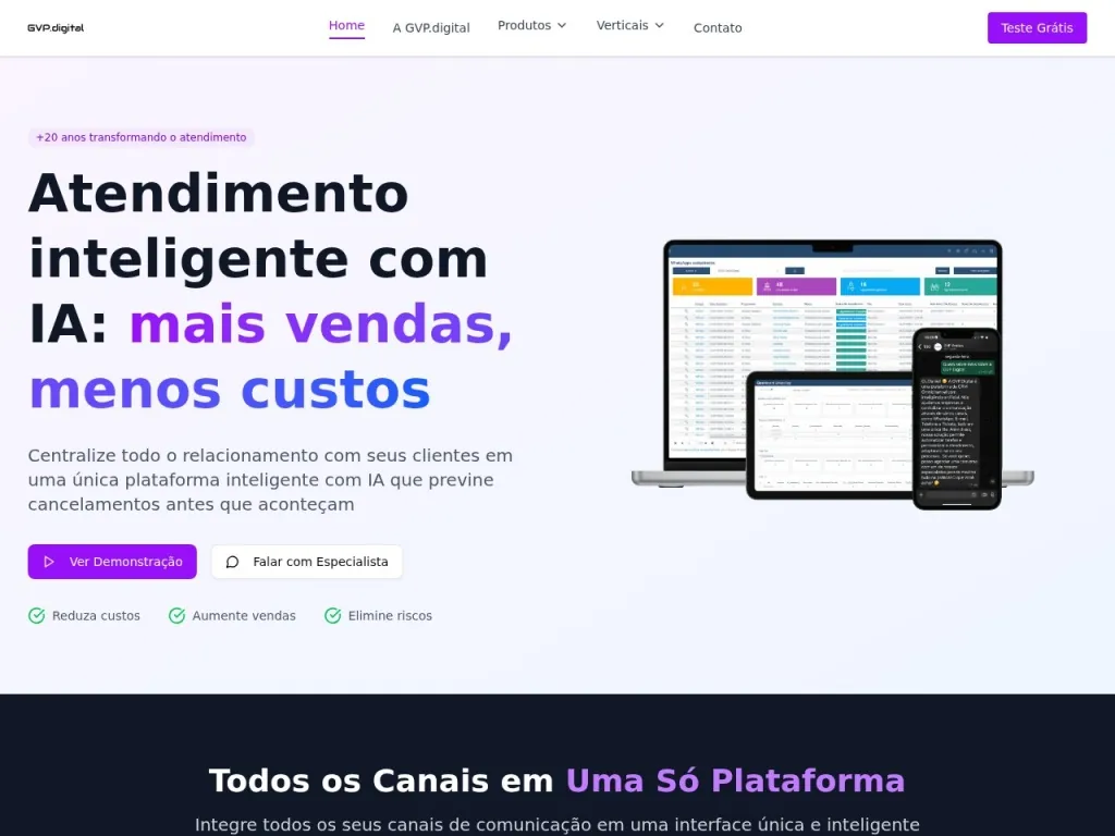 Página inicial do site de GVP IT Solutions
