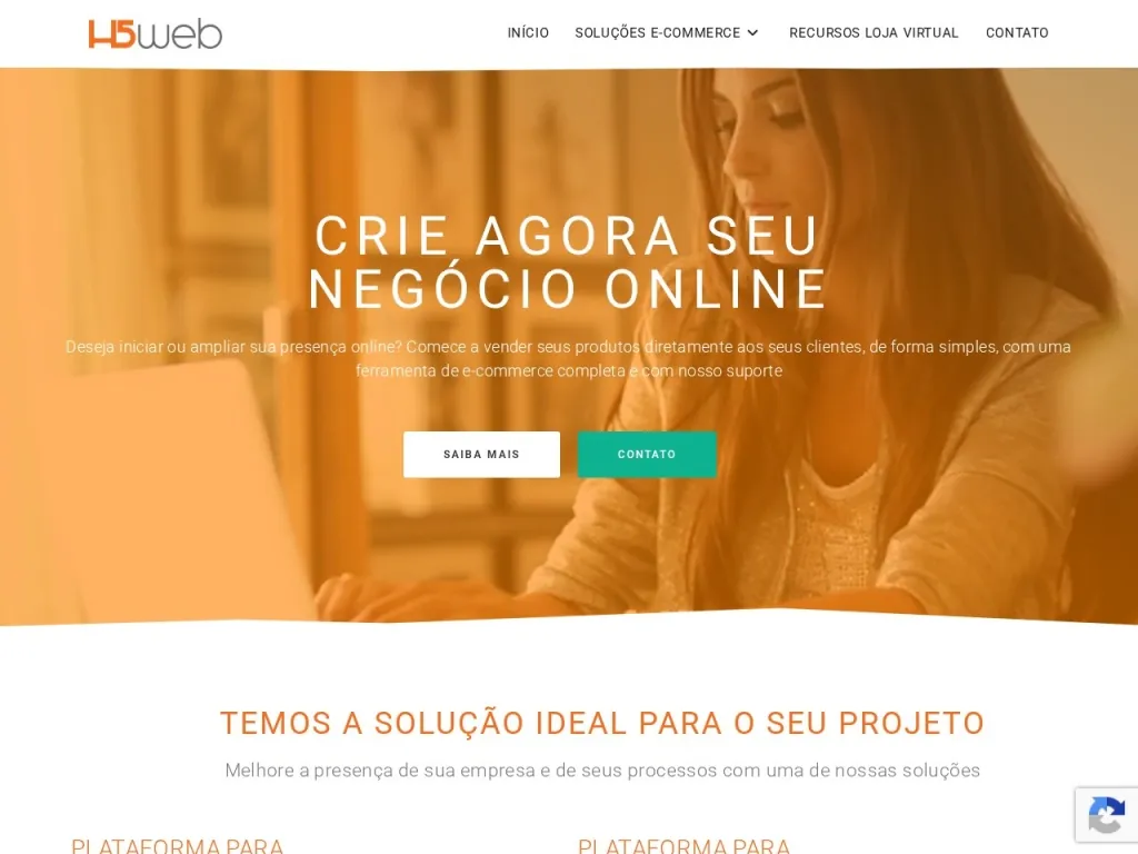 Página inicial do site de H5 WEB