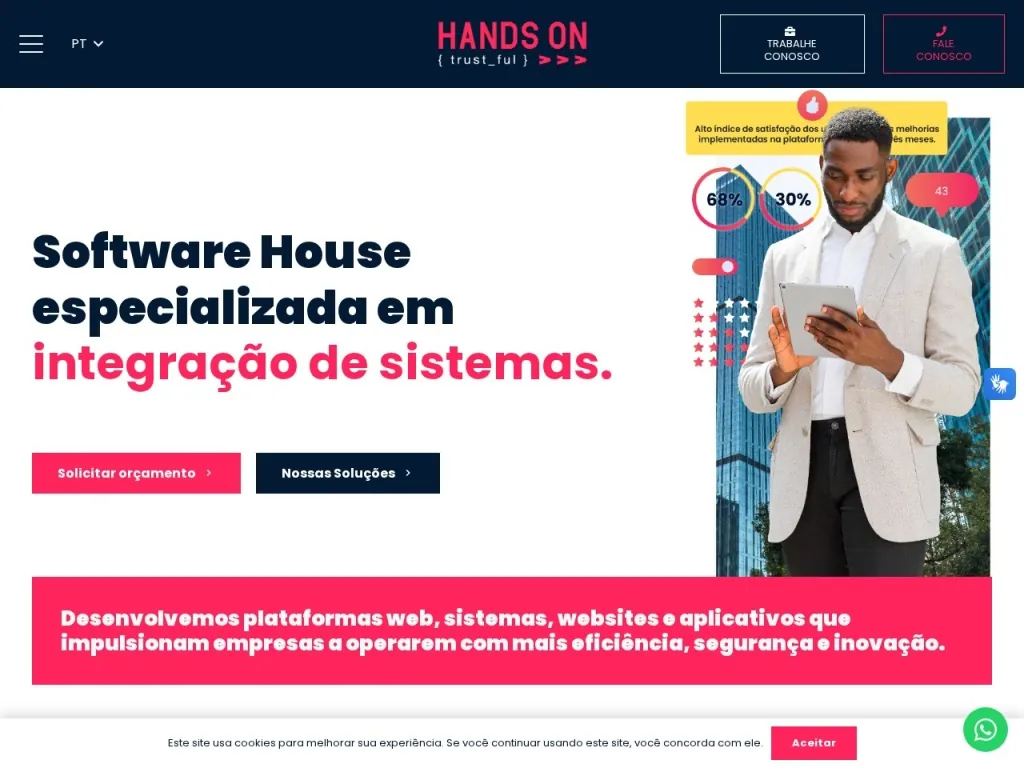 Página inicial do site de Hands-On Tecnologia da Informação