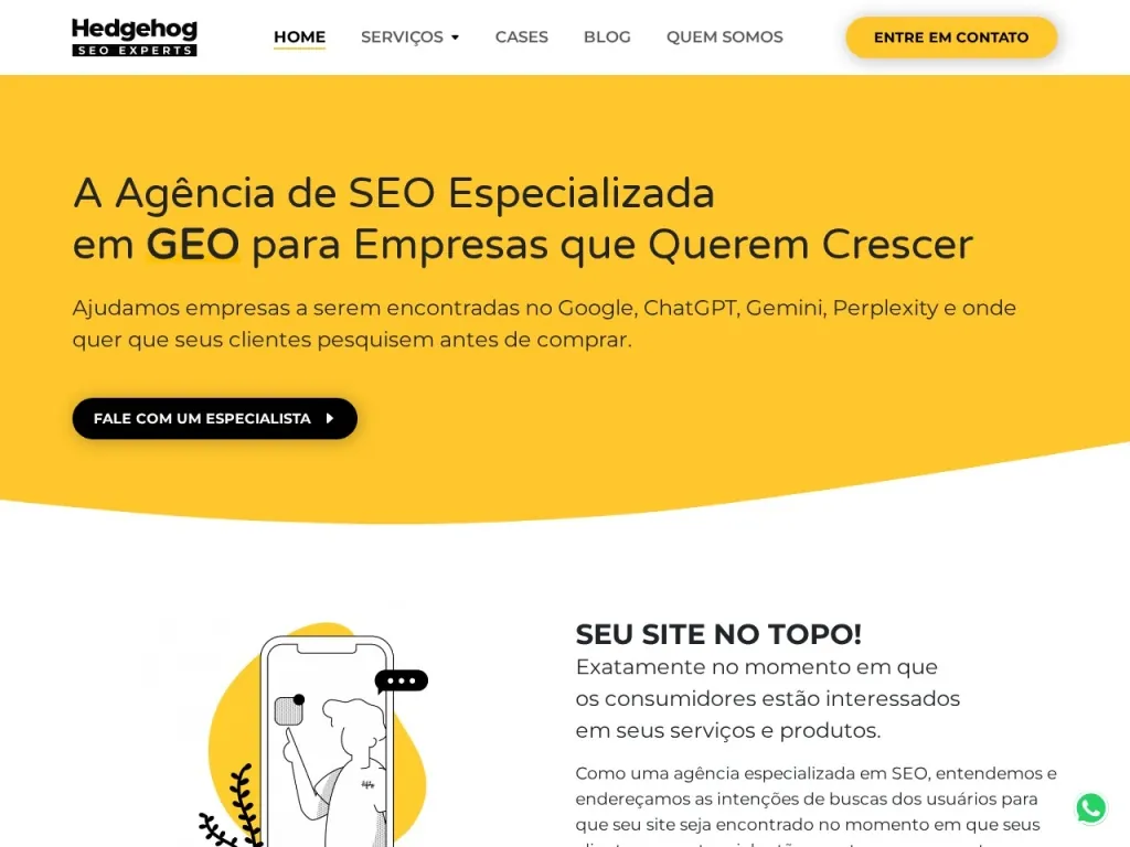 Página inicial do site de Hedgehog Digital