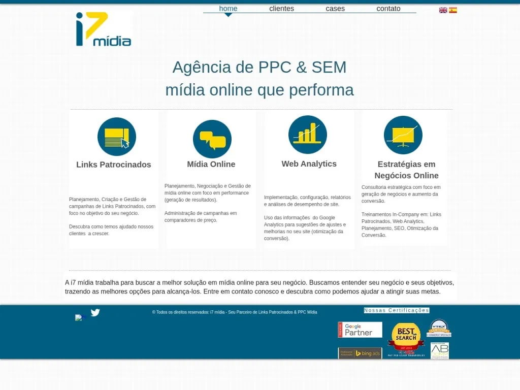 Página inicial do site de i7 mídia