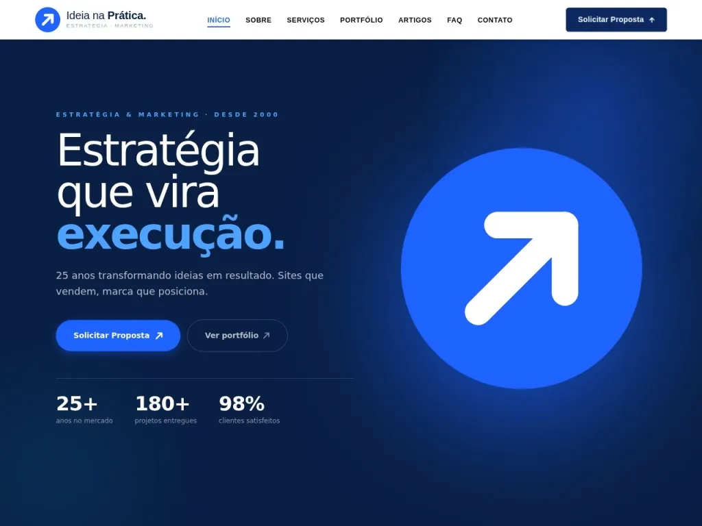 Página inicial do site de Ideia na Prática