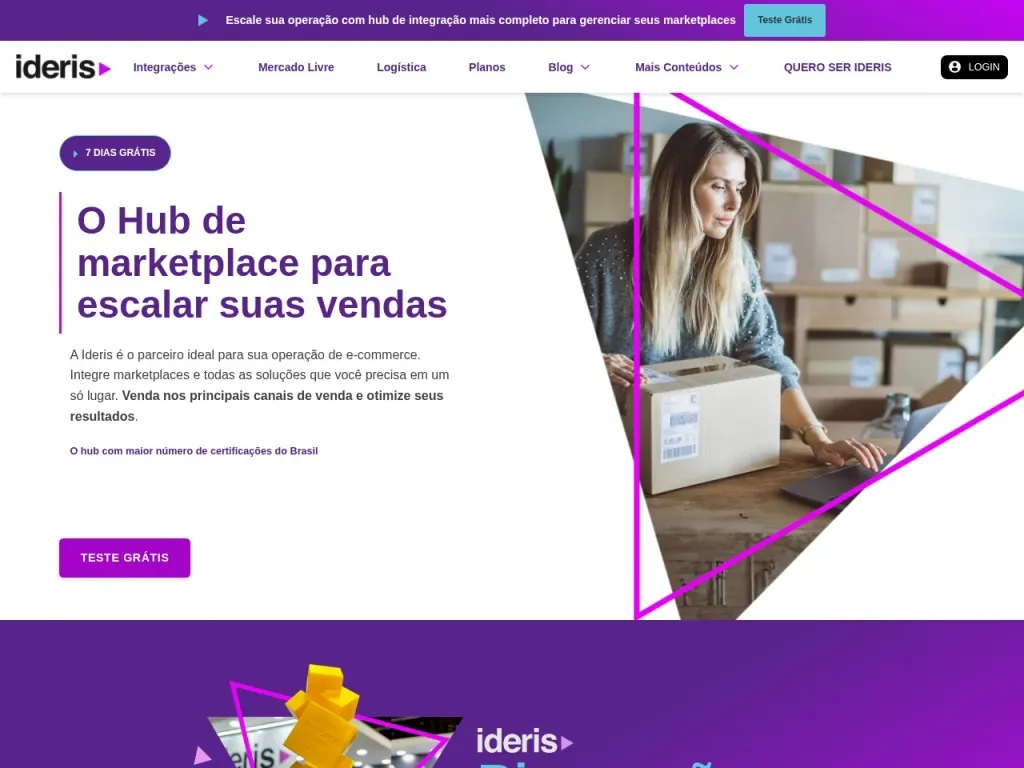 Página inicial do site de Ideris Lab