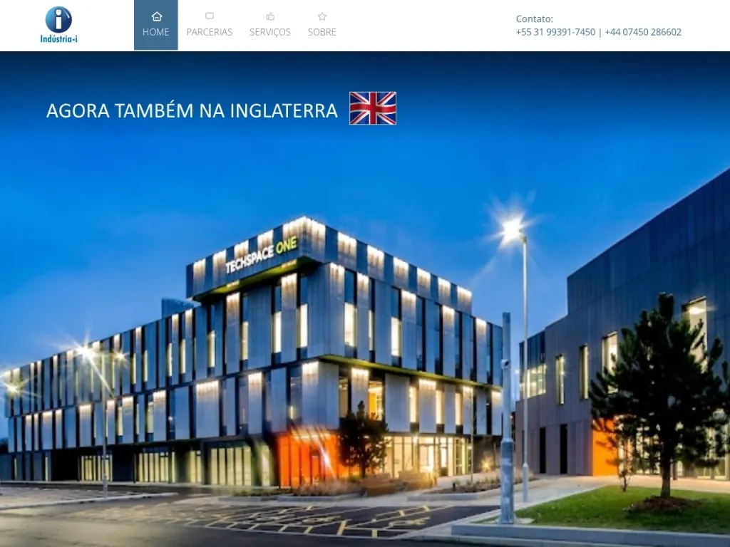 Página inicial do site de Indústria-i