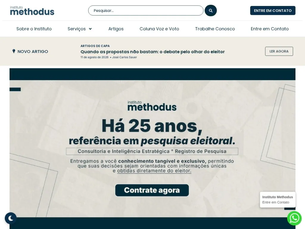 Página inicial do site de Instituto Methodus