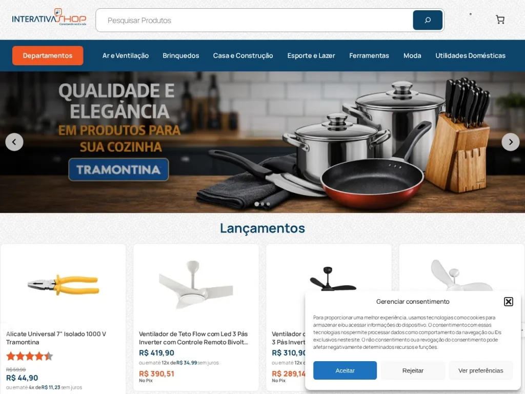 Página inicial do site de Interativa Shop Marketplace