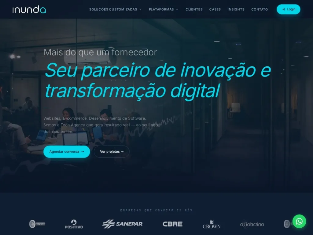 Página inicial do site de Inundaweb
