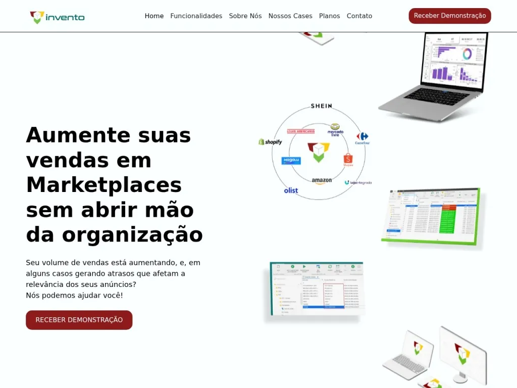 Página inicial do site de Invento Sistemas