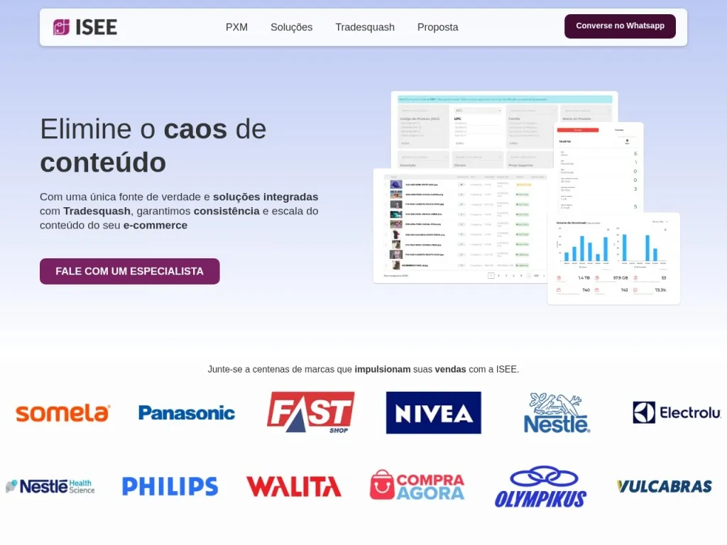 Página inicial do site de ISEE RETAIL SOLUTIONS