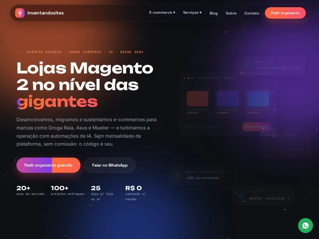 Página inicial do site de IVS Marketing Digital