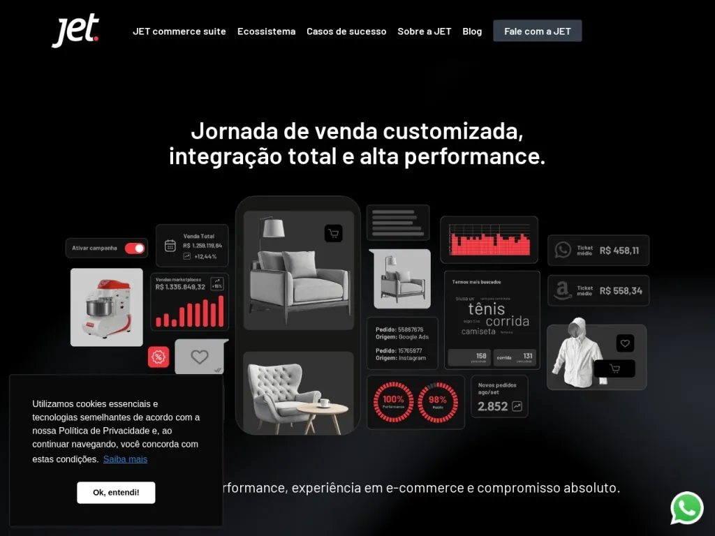 Página inicial do site de JET e-business