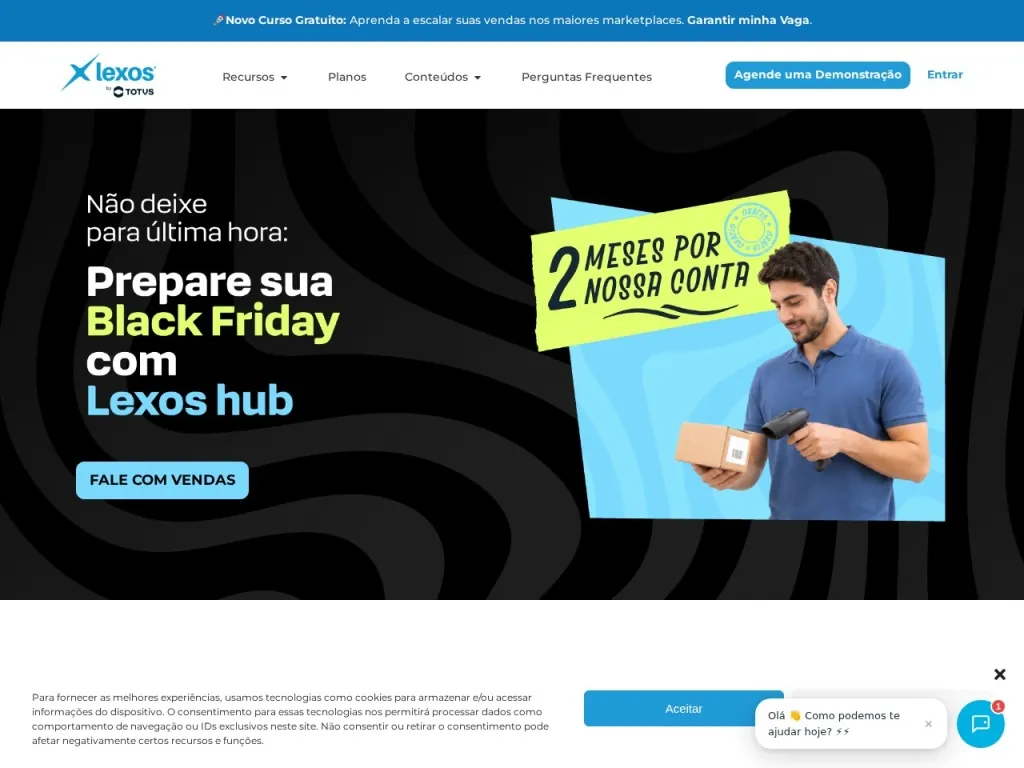 Página inicial do site de Lexos