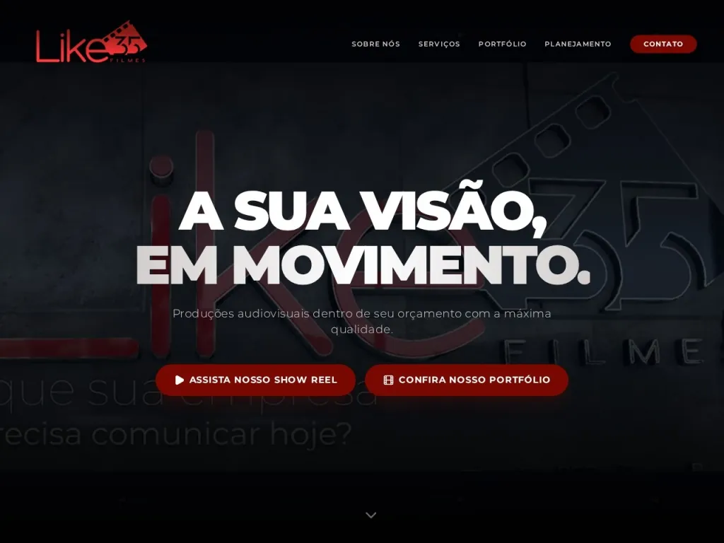 Página inicial do site de Like35 Filmes