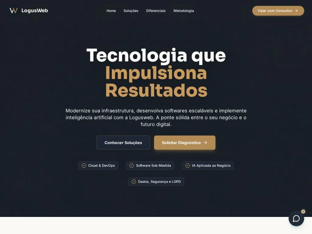 Página inicial do site de LogusWeb