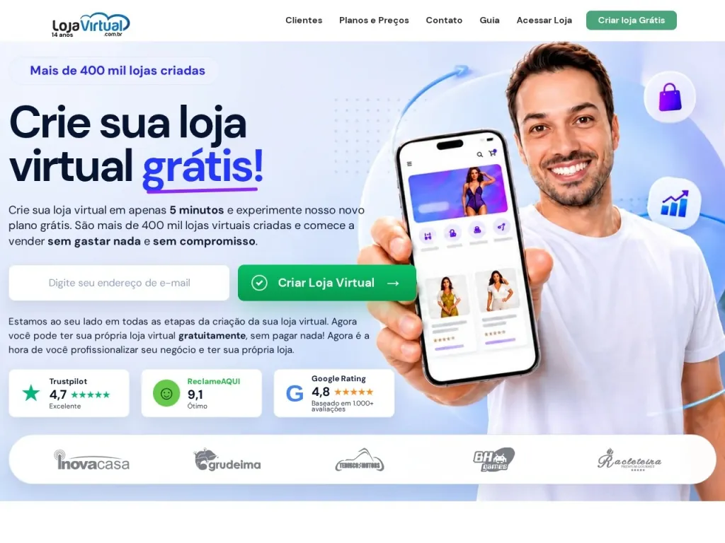 Página inicial do site de LojaVirtual.com.br